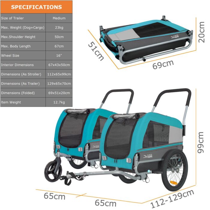 Hundeanhänger Tiggo VS Pets Medium & Buggy - Blau – Bild 4