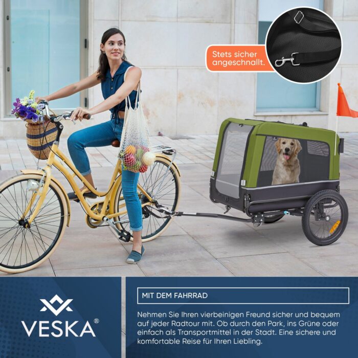 Hundeanhänger VESKA 3 in1 Hundebuggy, Jogger für Hunde - grün – Bild 3