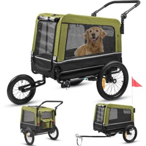 Hundeanhänger VESKA 3 in1 Hundebuggy, Jogger für Hunde - grün