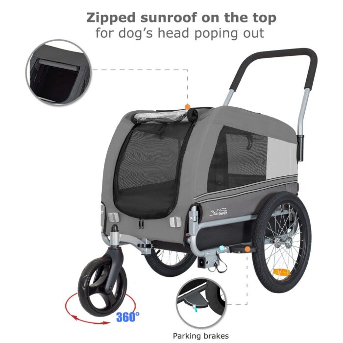 Hundeanhänger Tiggo VS Pets Medium & Buggy - Grau – Bild 2