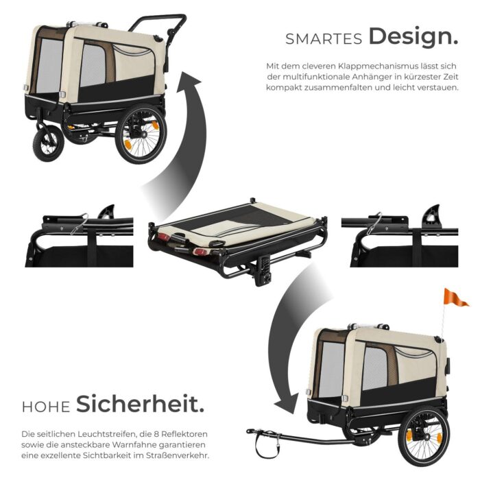 Hundeanhänger TECTAKE 3in1 multifunktional - beige – Bild 16