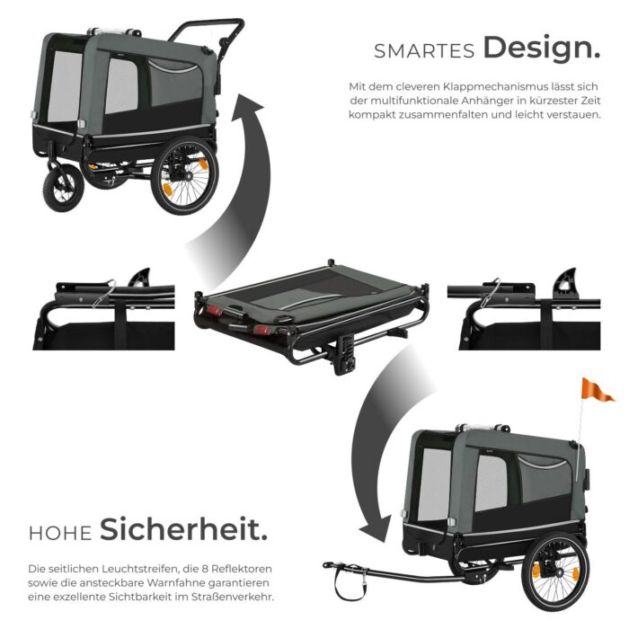 Hundeanhänger TECTAKE 3in1 multifunktional - grau – Bild 16
