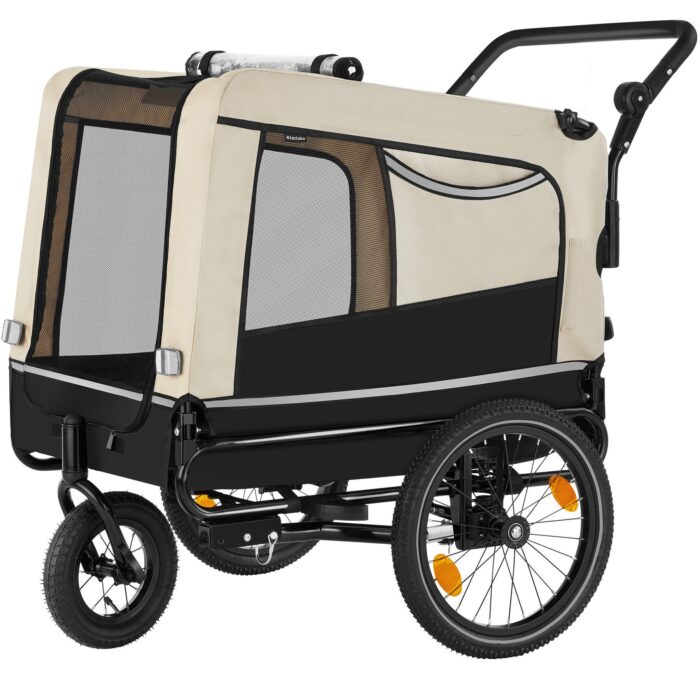 Hundeanhänger TECTAKE 3in1 multifunktional - beige – Bild 2