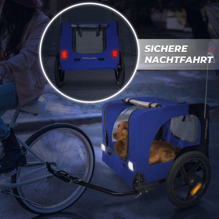 Hundeanhänger VENDOMNIA inkl.Fahne Gurt, klappbar leicht verstaubar - Farbwahl - Violettblau – Bild 5
