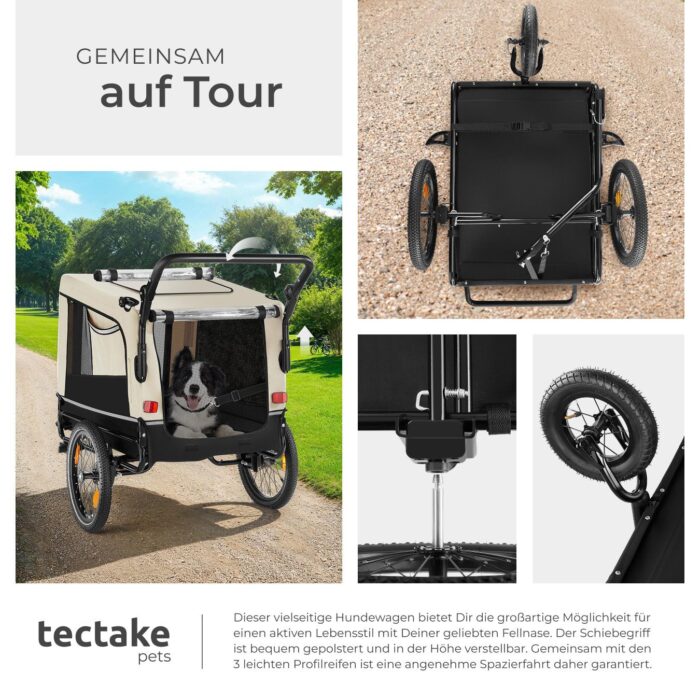 Hundeanhänger TECTAKE 3in1 multifunktional - beige – Bild 11