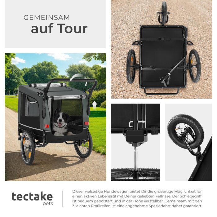 Hundeanhänger TECTAKE 3in1 multifunktional - grau – Bild 13
